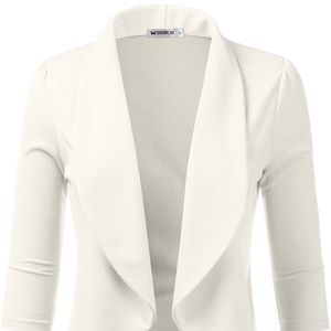 Doublju Womens Lightweight Thin 3/4 Sleeve Open Front Blazer Plus Size